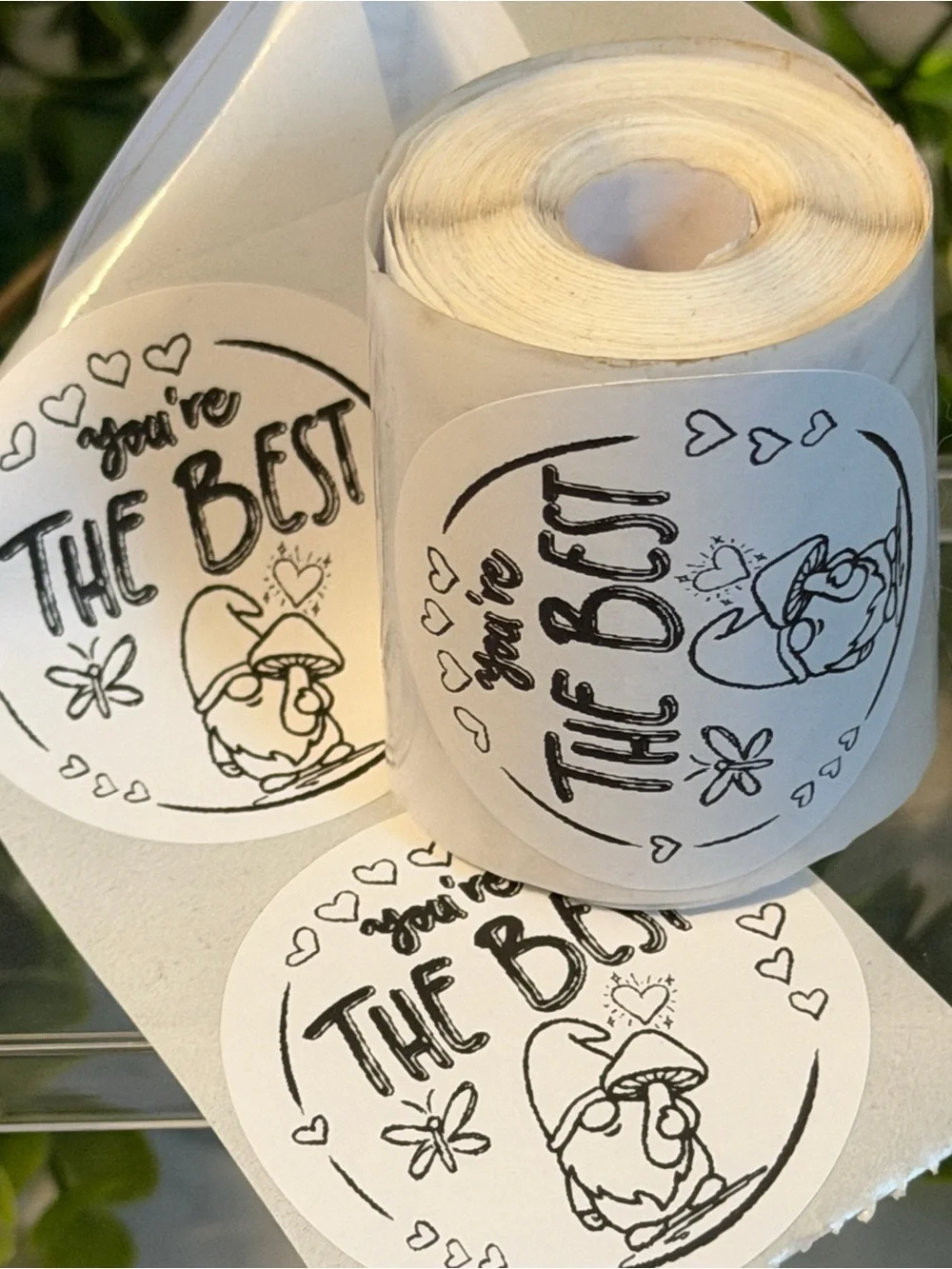 200 You’re the Best Gnome 2” Round Encouragement Stickers Labels Cute